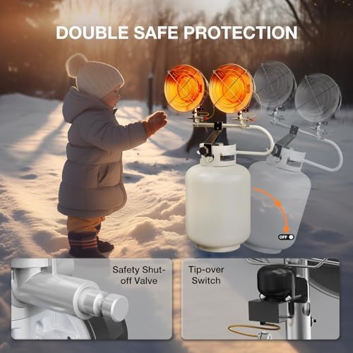 Hotdevil Double Tank Top Outdoor Propane Heater with Shut-off Valve and Tip-over Switch, 30,000 BTU 3 Heating Mode Portable Propane Heater for Patio, Camping, Garage, Porch, Backyard - Image 3
