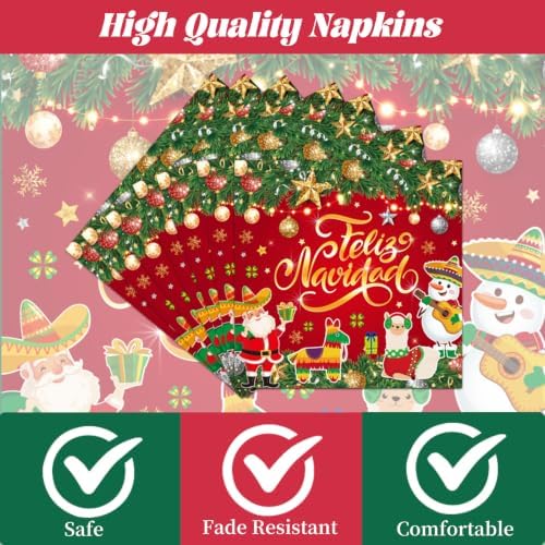 Feliz Navidad Spanish Christmas Party Dinnerware Set 96pc - Image 3