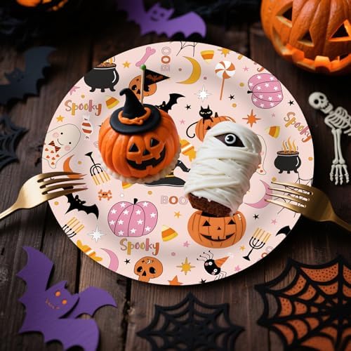 50Pcs Halloween Party Paper Plates, 7inch Spooky Dessert Plates - Image 6