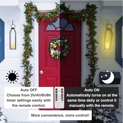 Perfnique Modern Farmhouse Lantern Decor, 15'' 13'' Set of 2 Black Metal Lantern, 2 LED 6hr Timer Flameless Candles ＆ Remote Timer, Lanterns Decorative for Outdoor, Home, Indoor, Patio, Christmas - Image 3