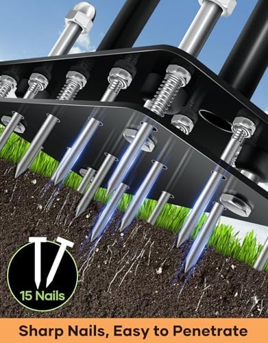 Sakerplus Aerator Lawn Tool, Hand Metal Spike Lawn Aerator - Image 6