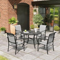 MIXPATIO 5pc Patio Dining Set, 42" Round Table, Textilene Chairs, Grey by MIXPATIO