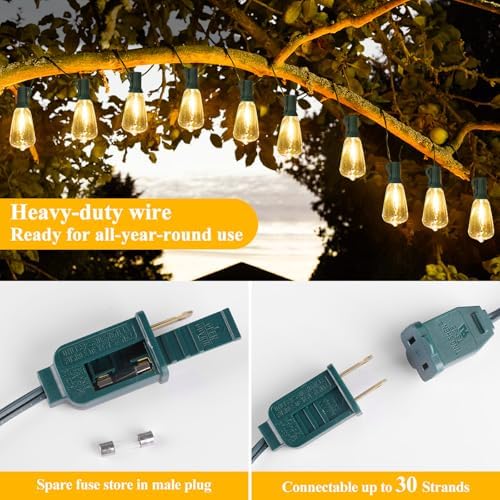 Brightever 50FT Outdoor String Lights 27 Bulbs, Waterproof Patio Lights - Image 6