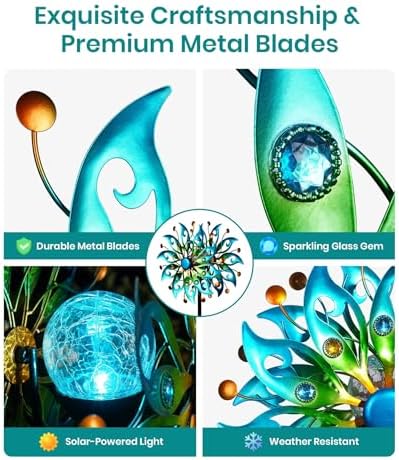 Solar Wind Spinners Outdoor, Yard Decorations Outdoor, Peacock Decor - Image 4