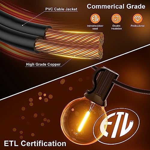 GPATIO 150FT Outdoor String Lights, Waterproof Patio Lights with 77 Dimmable Hanging Light Globe G40 Bulbs, 2700k Shatterproof Connectable for Backyard Gazebo Porch Outside Decor - Image 3