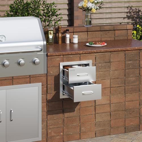 VEVOR Outdoor Kitchen Drawers 14"W x 14.3"H x 23"D Stainless Steel - Image 2