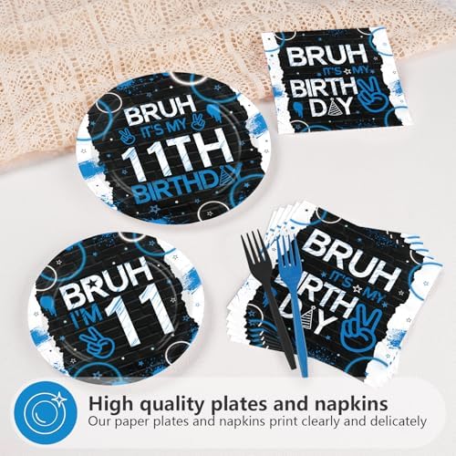 96 Pcs Bruh 11th Birthday Party Supplies for Boys, Serves 24 - Image 3