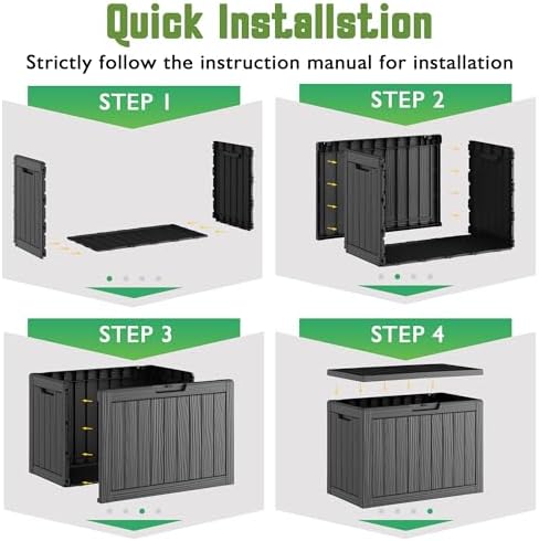 Outdoor Storage Waterproof Deck Box for Patio (45 Gallon, Black) - Image 6