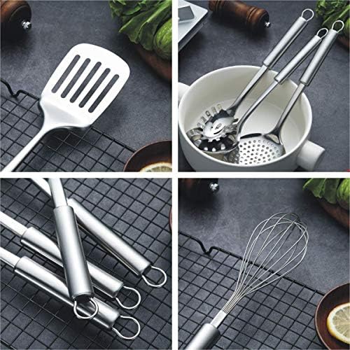 Berglander Cooking Utensil Set 13 Piece Stainless Steel Kitchen Tool Set with Holder, Include Cooking Spoon, Spatula, Whisk, Cooking Tong and etc. (13 Pieces) - Image 6