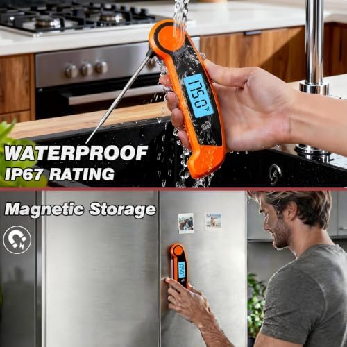 Digital Meat Thermometer Instant Read Orange Rotating Display IP56 - Image 4