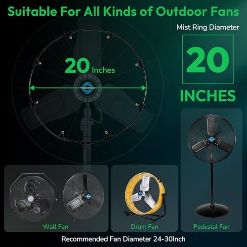 Tornado 20’’ Misting Kit for Cooling Outdoor, Portable Fan Misters for Outside Patio Fan, Water Mister system for Party/Porch/Garden, 19.6FT Misting Line, 8 Brass Mist Nozzles, Outdoor Fan’s Accessory - Image 2