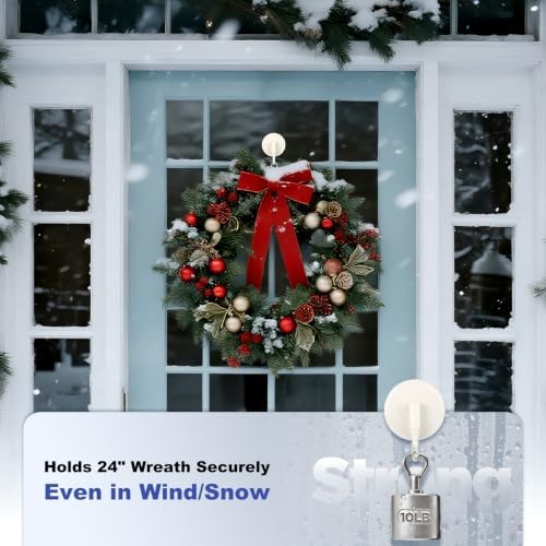 OUTXE Wreath Hanger for Front Door, Upgraded Suction Cup Reef Hook - Image 2