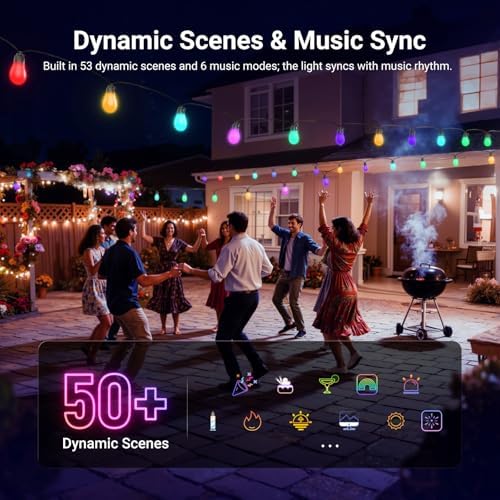 NEEWER NR01 144ft Outdoor String Lights App Control Smart AI RGB IC W Light - Image 3