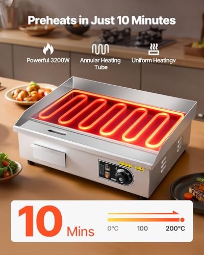 VEVOR Commercial Electric Griddle, 21", Countertop Flat Top Griddle - Image 3