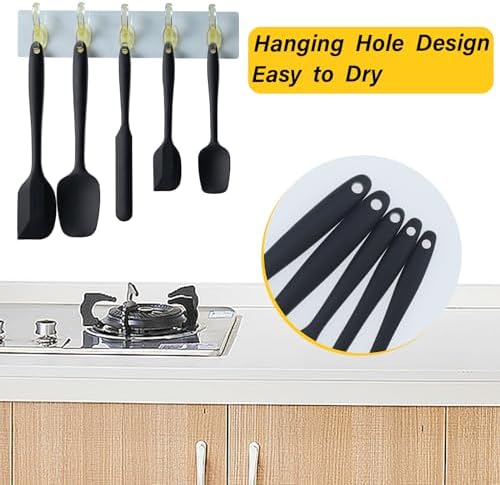 Silicone Spatula Set,5 Piece Food Grade Rubber Spatulas,Grey - Image 5
