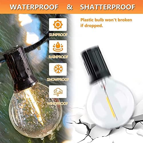 100FT Outdoor Patio Black String Lights with 52 Shatterproof G40 LED Clear Globe Bulbs for Indoor/Outdoor, 2-Pack 50FT Connectable Hanging Lights for Backyard Balcony Party Decor - Image 4