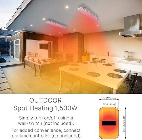 Dimplex DLW Wall/Ceiling Radiant Patio Heater - 1500W - Black, 120V - Image 7