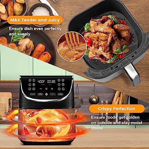 Air Fryer Accessories for Gourmia GAF798 GAF716 7QT Air Fryer, Food Grade Nonstick 8.97''*8.97'' Air Fryer Replacement Parts Rack Tray Grill Pan Grill Plate Crisper Plate, Dishwasher Safe - Image 6