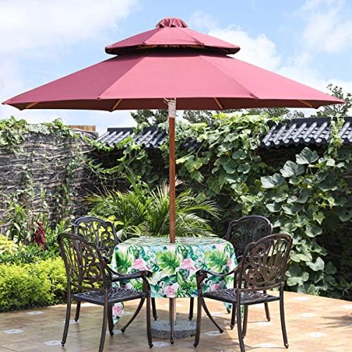 EHouseHome Outdoor Indoor 60inch SquareTablecloth with Umbrella Hole and Zipper, Waterproof Zippered Patio Table Cloths, Spring/Summer Table Covers for Backyard Circular Table/BBQs/Picnic - Image 2