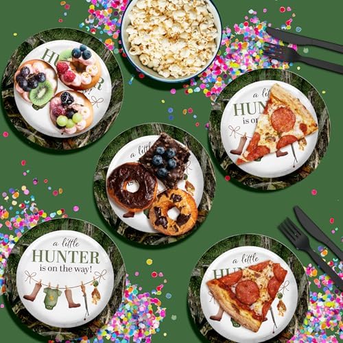 Birthday Galore Duck Hunter Baby Shower Gender Reveal – 32 Pieces Large 9" Round Disposable Paper Plates – Ideal for Vibrant, Bright Themes, Celebrations, Party Decorations, & For All Kinds of Events - Image 4