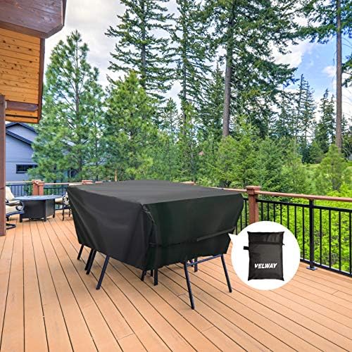 Velway Patio Furniture Cover Outdoor, Waterproof Rectangular Patio Table Chair Sofa Set Cover, 78”Lx63”Wx27”H, All Weather Oxford Tear-Resistant Material with Zipper Carrying Bag Windproof Buckles - Image 6