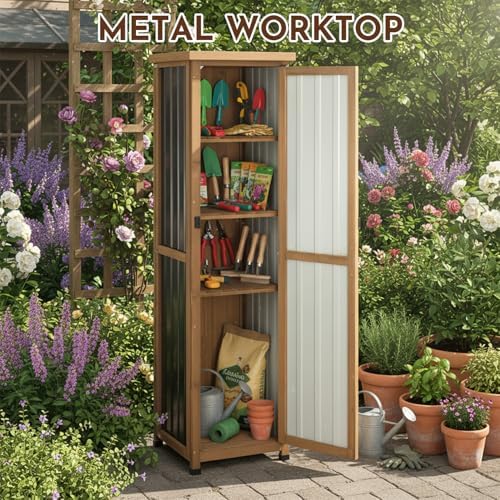 Ketive Tall Narrow Outdoor Storage Cabinet, 62-Inch, 3 Adjustable Shelves - Image 2