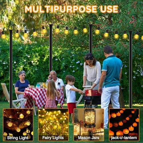 AHRLHR 7 Pack String Light Poles,Poles for Outdoor String lights10 Ft Metal Poles with Fork for Outdoor String Lights,Outdoor Light Poles with Fork,Patio,Deck,Backyard - Image 3
