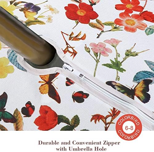 ColorBird Summer Floral Outdoor Tablecloth Water Resistant Spillproof Bloom Botanical Print Polyester Fabric Table Cover with Zipper Umbrella Hole for Patio Garden Tabletop Decor, 60 x 84 Inch - Image 4