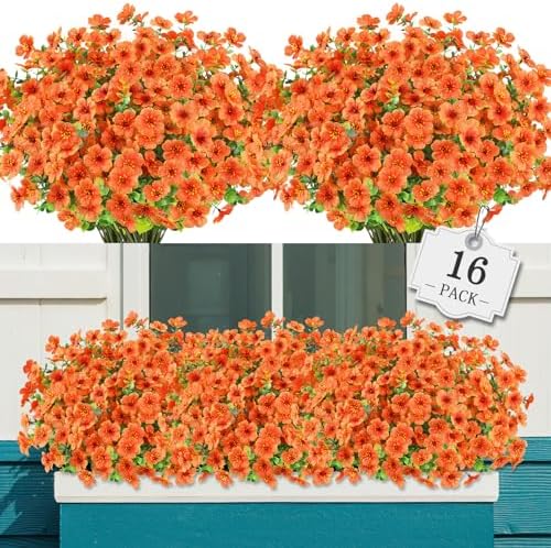 AGIRL Artificial Fall Flowers Outdoor,UV Resistant Fake Mums Porch Decor by AGIRL