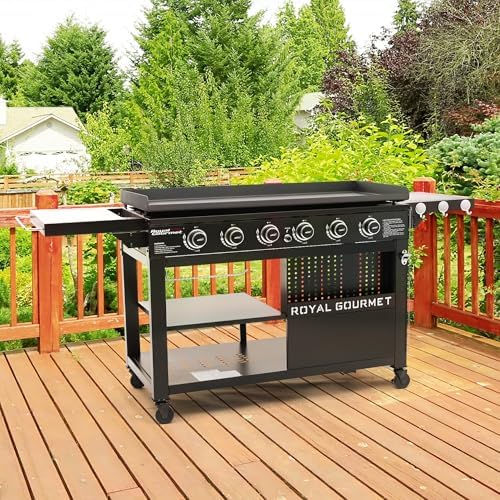 Royal Gourmet GB6000 6 Burner Propane Gas Griddle with Folding Side Tables - Image 2