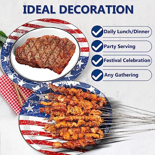 50 PCS Patriotic Oval Paper Plates Large 11’’ Disposable American Flag Party Decorations 4th of July Independence Day Supplies Favor for Memorial Day Picnic All Occasion Dinner Party Tableware Set - Image 4