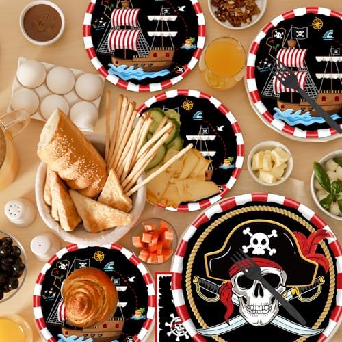 Gameza Pirate Party Decor 96PCS Disposable Plates Napkins Tableware - Image 7