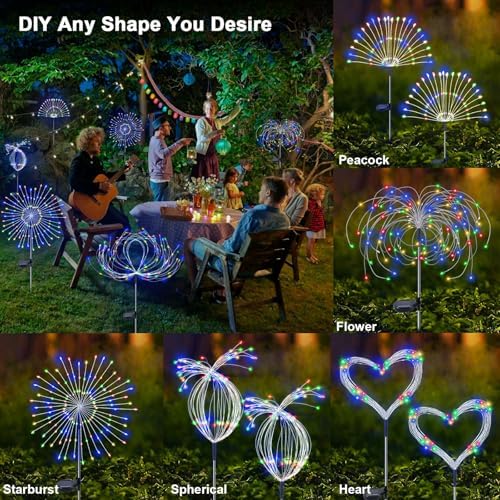 Solar Garden Lights Outdoor, 6 Pack 120 LED Twinkling Firework Lights Decorative with 2 Modes, Outdoor Waterproof Solar Starburst Light for Outside Yard Pathway Garden Decor, Multicolor - Image 4