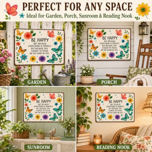BHOKEM Funny Garden Sign, Be Happy Vintage Tin Sign 8 X 12 Inch - Image 4