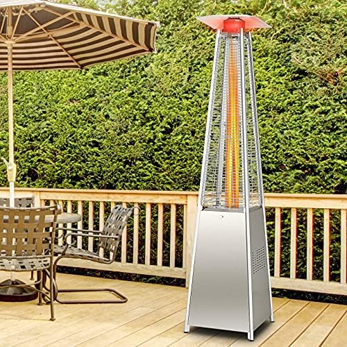 Tangkula 90-inch Outdoor Patio Heater, 42000 BTU Portable Outdoor Pyramid Propane Heater with Wheels, Quartz Glass Tube, Auto Shut Off Protection for Backyard, Garden - Image 2