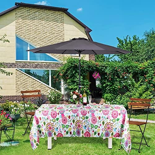 EHouseHome Outdoor Indoor 60x84 inch Rectangle Tablecloth with Umbrella Hole and Zipper, Waterproof Zippered Patio Cloths, Spring/Summer Table Covers for Backyard Circular Table/BBQs/Picnic - Image 2