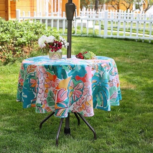 EHouseHome Outdoor Indoor 70inch Round Tablecloth with Umbrella Hole and Zipper, Waterproof Zippered Patio Cloths, Spring/Summer Table Covers for Backyard Circular Table/BBQs/Picnic - Image 3