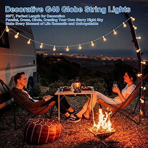 100ft Outdoor G40 LED Globe String Lights Dimmable Shatterproof Waterproof - Image 5