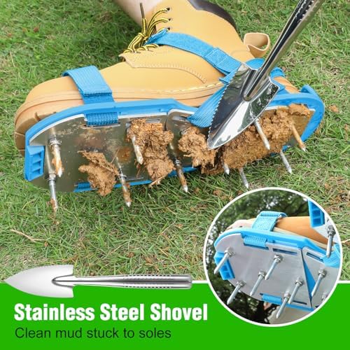 Lawn Aerator Shoes for Grass - Pre-Assembled Grass Aerator Shoes for Lawn - Soil Yard Aerator Tool for Aerating Patio Garden, Blue, Large Size - Image 6