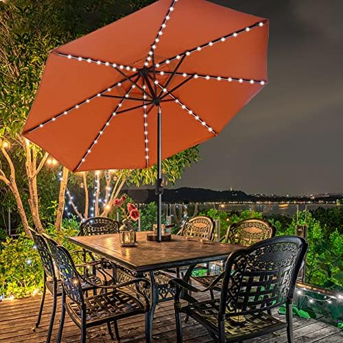 EliteShade USA 10-Year-Non-Fading 9ft Market Patio Umbrella, Commercial Grade Table Sun Umbrella with 80 Solar LED Lights, Crank Open, Windproof & UPF 50+ UV Protection for Garden, Deck, Pool, Backyard, Rust - Image 4