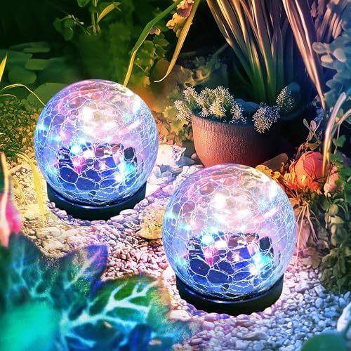 Solar Globe Lights Outdoor Waterproof-Solar Garden Lights 2 Pack by PATIOPIA