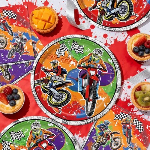 40pcs Dirt Bike Birthday Party Decorations Dirt Bike Motorcycle Plate Napkins for Boys Motocross Dirt Bike Party Supplies - Image 6