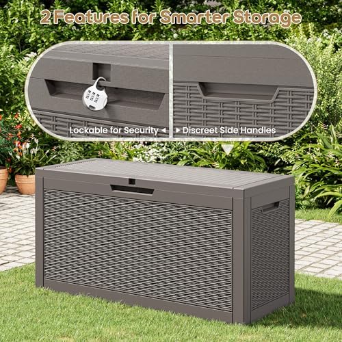KAMABOKO 75 Gallon Outdoor Storage Box Waterproof Deck Box for Patio - Image 4