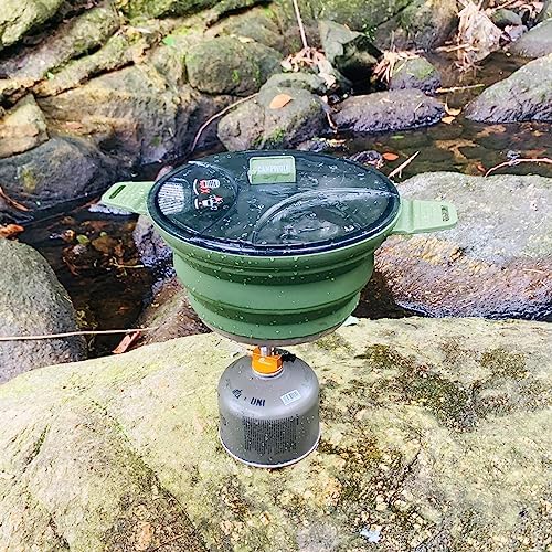 2.5L Collapsible Camping Cook Pot,Portable Cookware for Outdoor Hiking (Dark Green) - Image 3