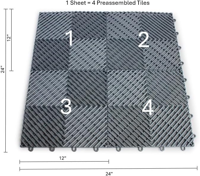 SnapLock RaceDeck Free-Flow 12"x12" Garage Tiles, 48pk, Graphite - Image 2