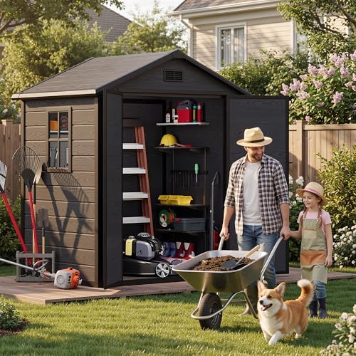 DWVO 6X5FT Resin Storage Shed with Reinforced Floor, Window & Vents - Image 2
