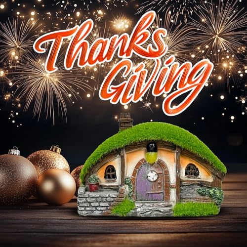 Garden Statue and Fairy House with Solar Lights – Resin Outdoor Figurine Lights, Cottage Yard Decor for Porch & Lawn - Image 7