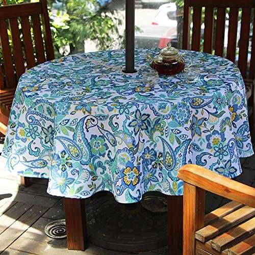 EHouseHome Outdoor and Indoor 60inch Round Tablecloth with Umbrella Hole and Zipper, Waterproof Zippered Patio Cloths, Spring/Summer Table Covers for Backyard Circular Table/BBQs/Picnic - Image 3