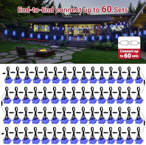 LAMPHOME 26Ft ST38 Outdoor String Lights, Blue Patio Lights with 12+1 ST38 Edison Bulbs, LED Shatterproof String Lights for Outside Bistro Christmas Patio Party Decorations - Image 7