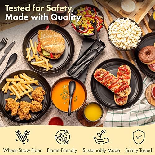 FOODLE Wheat Straw Dinnerware Set - RV, Camping, Picnic Plates Cups & Bowls - Image 4